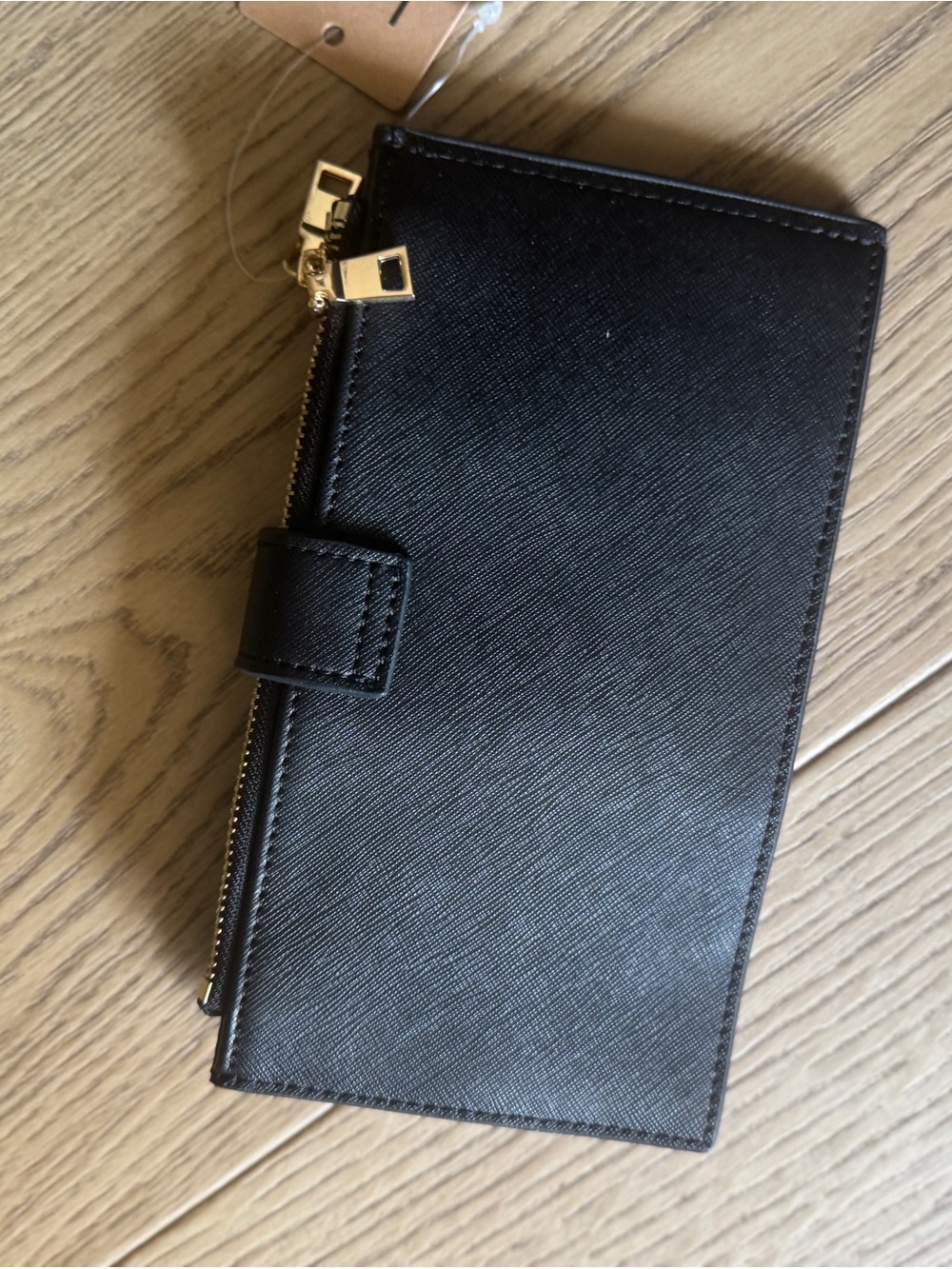 Classic Black Women's Long Wallet with Zip and Snap Closure